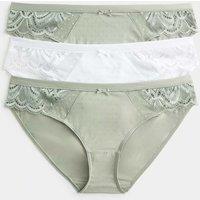 M&S 3pk Amelia Lace Bikini Knickers Soft Green