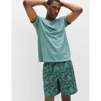 M&S Pure Cotton Cactus Print Pyjama Set Teal Mix