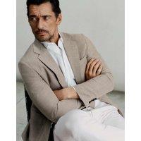JAEGER Tailored Fit Italian Wool Rich Blazer with Silk Neutral