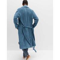 M&S Pure Cotton Towelling Dressing Gown Blue