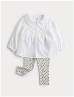2pc Cotton Bow Blouse with Leggings (0-3 Yrs)