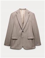 Tailored Fit Italian Wool Linen Blend Suit Jacket