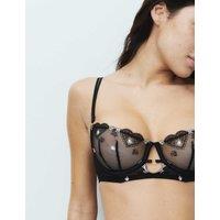 B by Boutique Leah Embroidery Wired Longline Balcony Bra (A-E) Black Mix