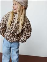 Animal Print Borg Half Zip Jacket (2-10 Yrs)