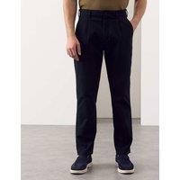 Autograph Tapered Fit Textured Dobby Pleat Front Chinos Navy