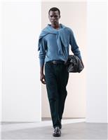 Autograph Tapered Fit Textured Dobby Pleat Front Chinos Navy