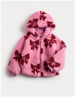Borg Pink Bow Jacket (2-8 Yrs)