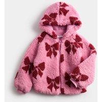 Borg Pink Bow Jacket (2-8 Yrs)