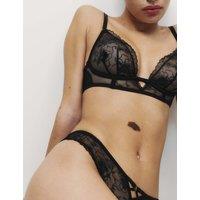 Boutique Arianna Embroidery Wired Longline Plunge Bra A-E Black