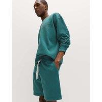 M&S Cotton Rich Garment Wash Pyjama Shorts Green