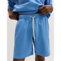 M&S Cotton Rich Garment Wash Pyjama Shorts Blue