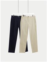 2 Pack Regular Fit Stretch Chinos