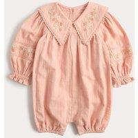 M&S Pure Cotton Embroidered Romper (0-3 Yrs) Pink Mix