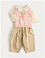 3 Piece Pure Cotton Tank Top & Trousers Outfit (0-3 Yrs)