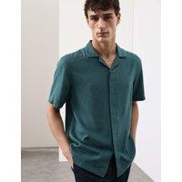 Autograph Linen Blend Short Sleeve Shirt Teal