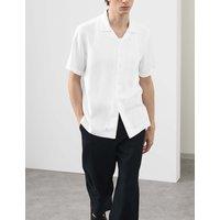 Autograph Linen Blend Short Sleeve Shirt White