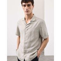 Autograph Linen Blend Short Sleeve Shirt Light Olive