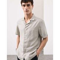 Autograph Linen Blend Short Sleeve Shirt Light Olive