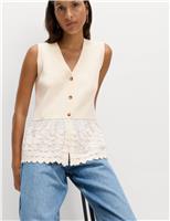 Cotton Blend Broderie Waistcoat