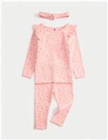 3pc Cotton Rich Jersey Strawberry Ditsy Outfit (0-3 Yrs)