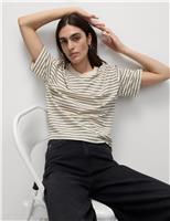 Pure Cotton Relaxed Striped Boxy T-Shirt
