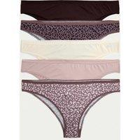 M&S 5pk Microfibre Brazilian Knickers Brown Mix