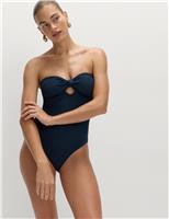 Textured Knot Front Cut Out Swimsuit
