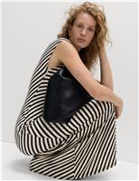 Striped Round Neck Midaxi Skater Dress