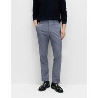 M&S Tailored Fit Micro Grid Trousers Blue