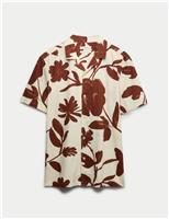 M&S Regular Fit Pure Cotton Short Sleeve Shirt Rust Mix