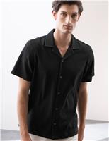 Autograph Regular Fit Crinkle Seersucker Shirt Dark Olive