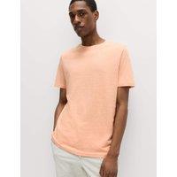 M&S Pure Cotton Regular Fit Crew Neck T-Shirt Pale Apricot