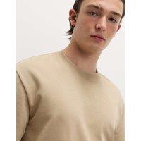 M&S Relaxed Fit Cotton Blend Ultimate Performance T-Shirt Sand