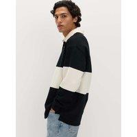 M&S Cotton Rich Pique Rugby Shirt Black