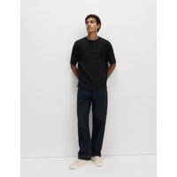 M&S Relaxed Pure Cotton Waffle T-Shirt Black