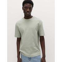M&S Relaxed Pure Cotton Waffle T-Shirt Pistachio