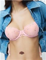 Leah Embroidery Wired Demi Cup Bra (A-E)