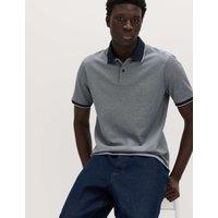 M&S Ultimate Tipped Pique Polo Shirt Navy Marl