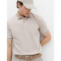 M&S Ultimate Tipped Pique Polo Shirt Mushroom Mix