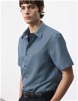 Autograph Geometric Print Short Sleeve Shirt Dark Olive