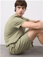 Autograph Cotton Rich Jacquard Pyjama Shorts Light Olive