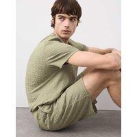 Autograph Cotton Rich Jacquard Pyjama Shorts Light Olive