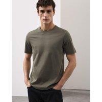 Autograph Pure Supima Cotton Performance Crew Neck T-shirt Medium Khaki