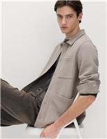 Cotton Blend Pique Overshirt