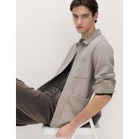 M&S Cotton Blend Pique Overshirt Mushroom