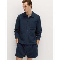 M&S Cotton Blend Pique Overshirt Navy