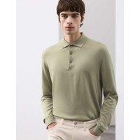Autograph Pure Extra Fine Merino Wool Polo Shirt Light Olive