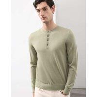 Autograph Pure Extra Fine Merino Wool Henley Jumper Light Olive