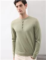 Pure Extra Fine Merino Wool Henley Jumper