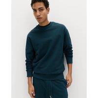 M&S Pure Cotton Garment Dye Sweatshirt Petrol